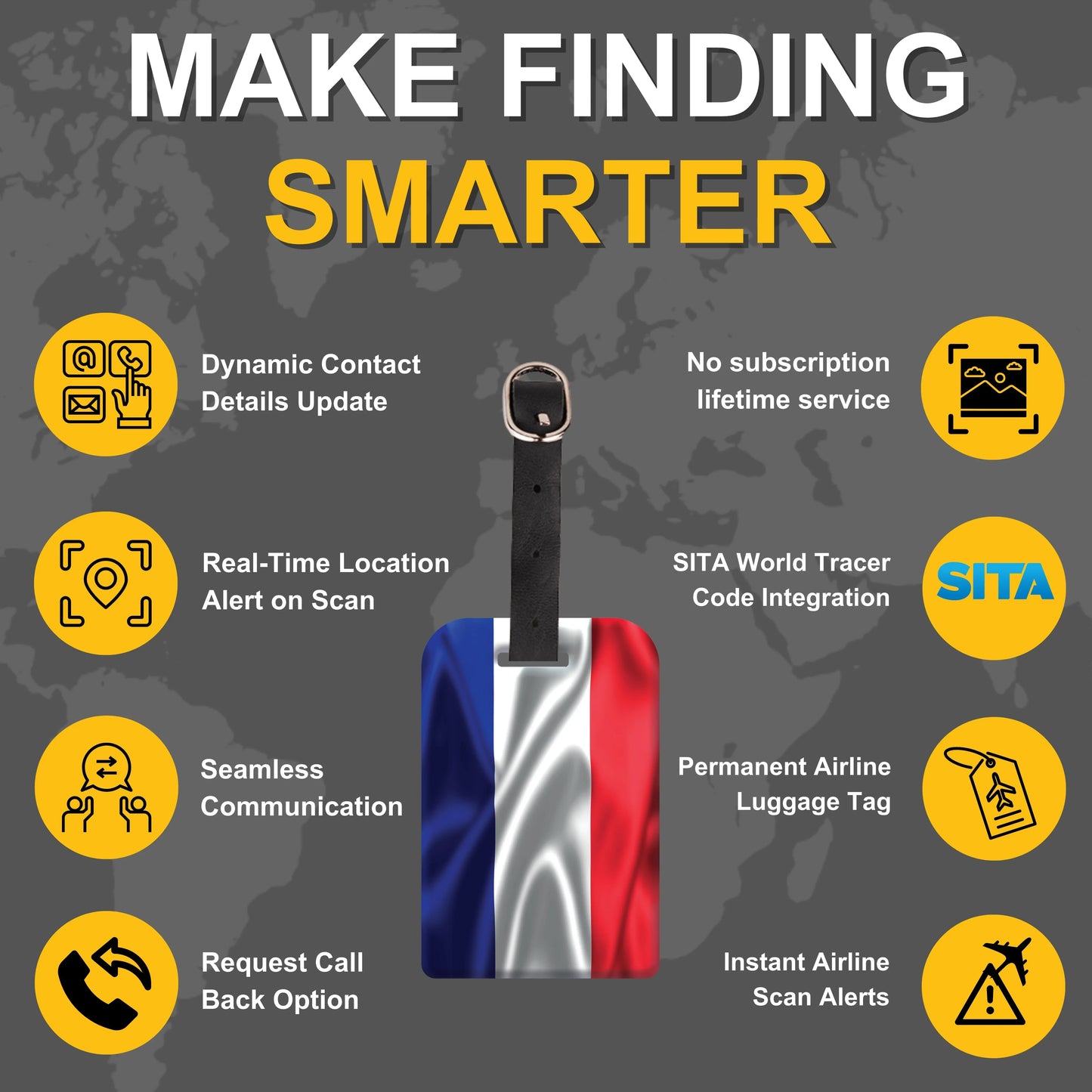 Smart Bag Security Tag - France Flag [Pack 2]-3