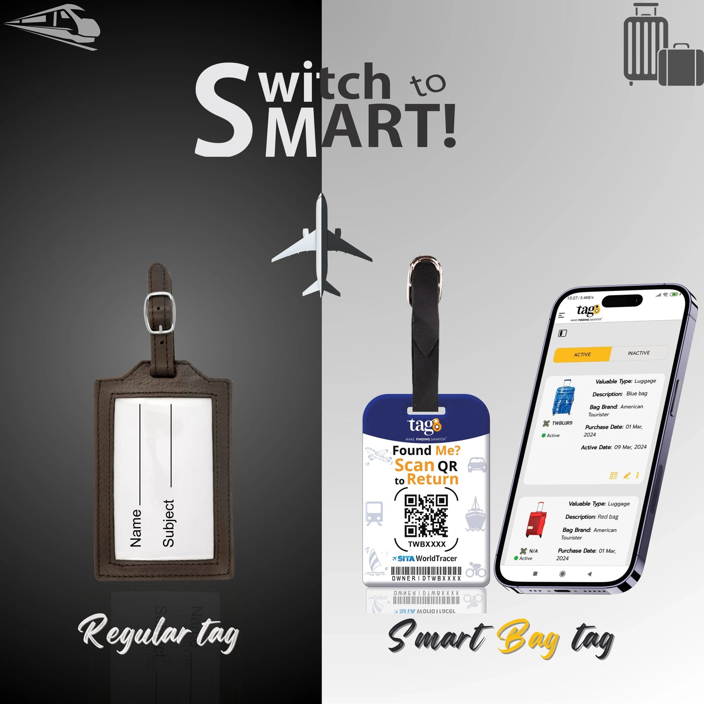 Smart Bag Security Tag - Norway Flag [Pack 2]-1