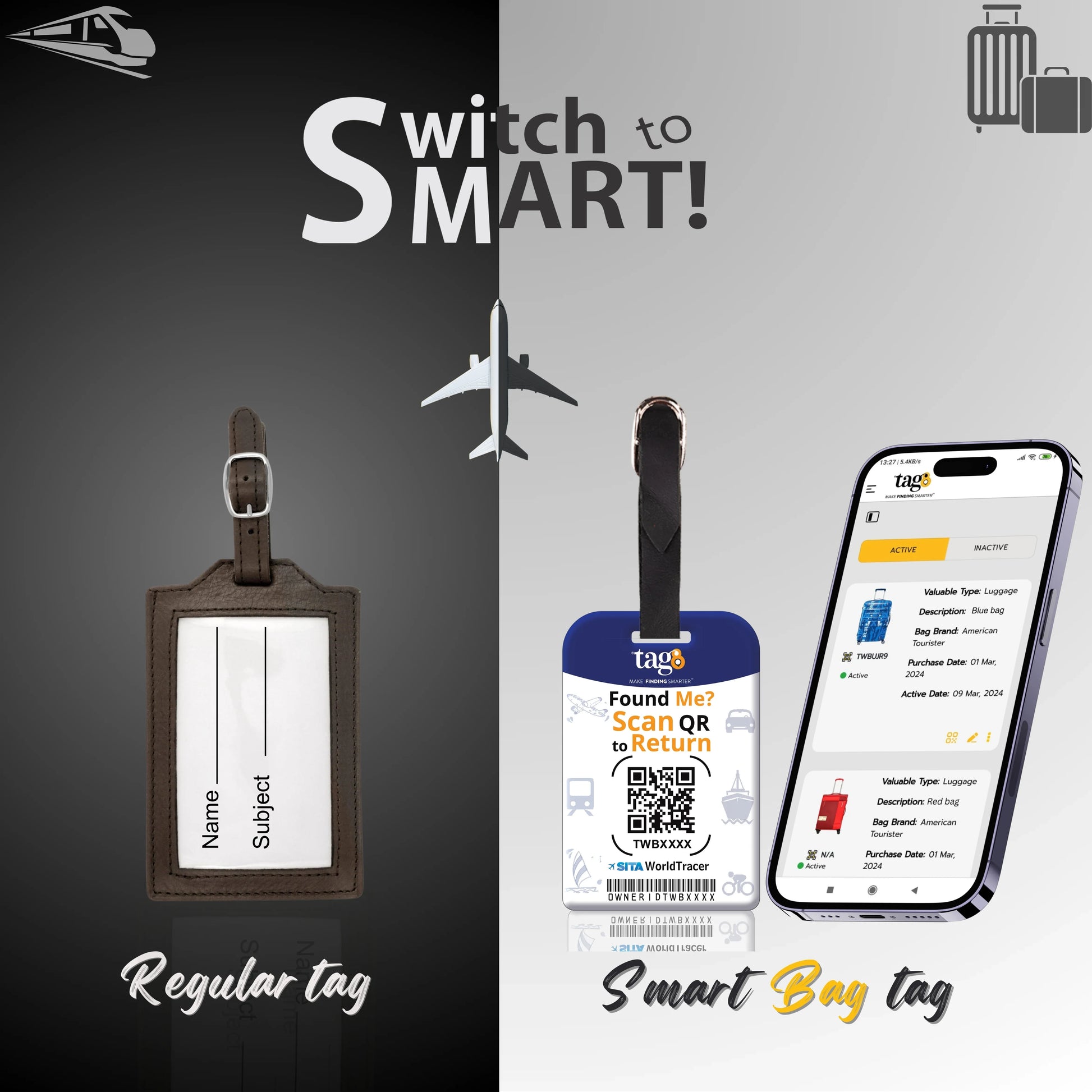 Smart Bag Security Tag - Norway Flag [Pack 2]-1